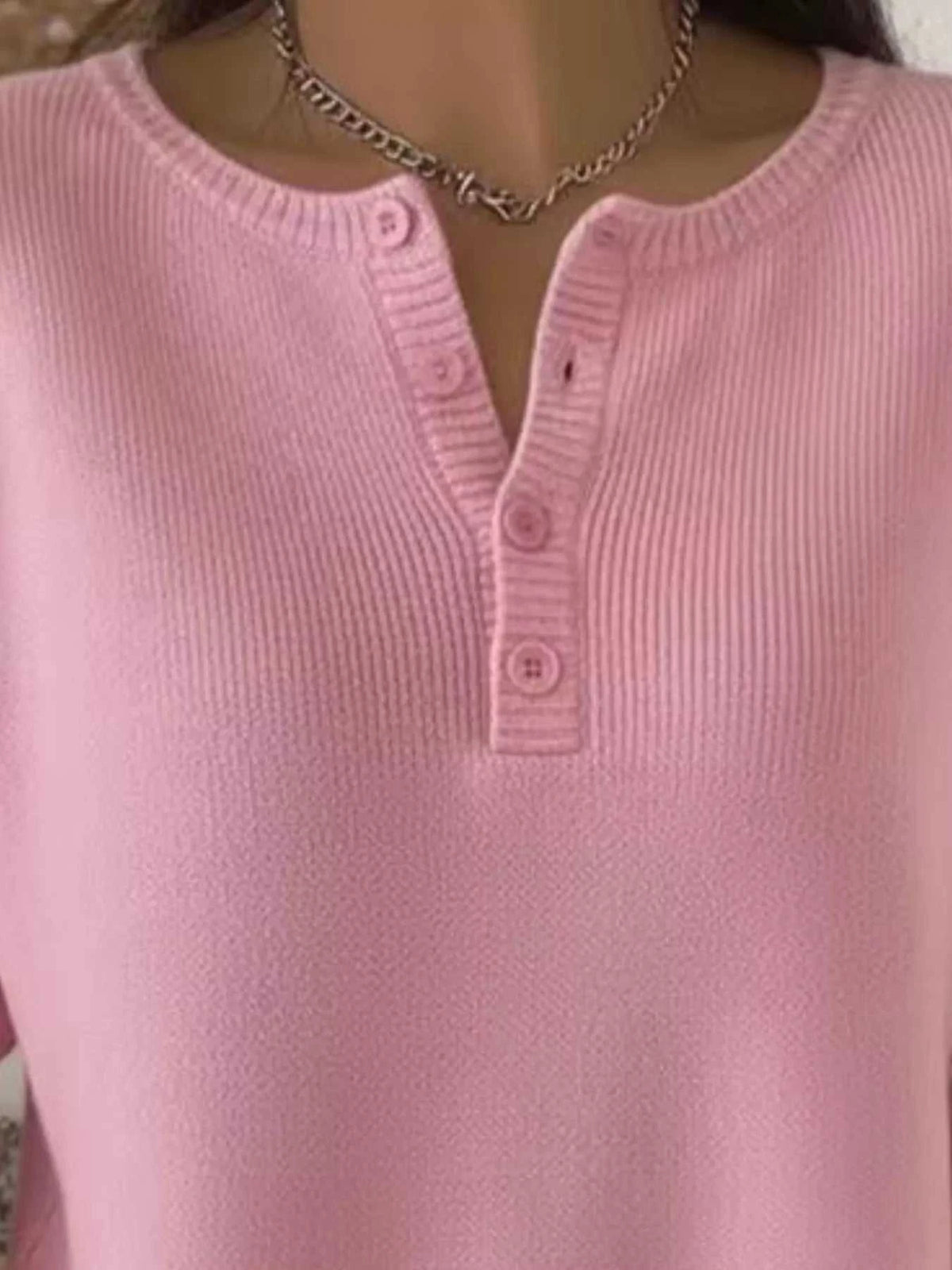 Full Size Button Detail Ribbed Knit Sweater Plus Size 101002670743081 41 Affordable Fashion Under $100 Jerry's Apparel 