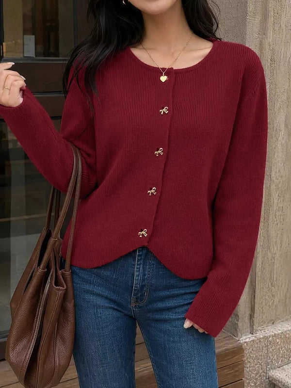 Bow Button Up Knit Cardigan 101002247637698 60 Affordable Fashion Under $100 Jerry's Apparel 