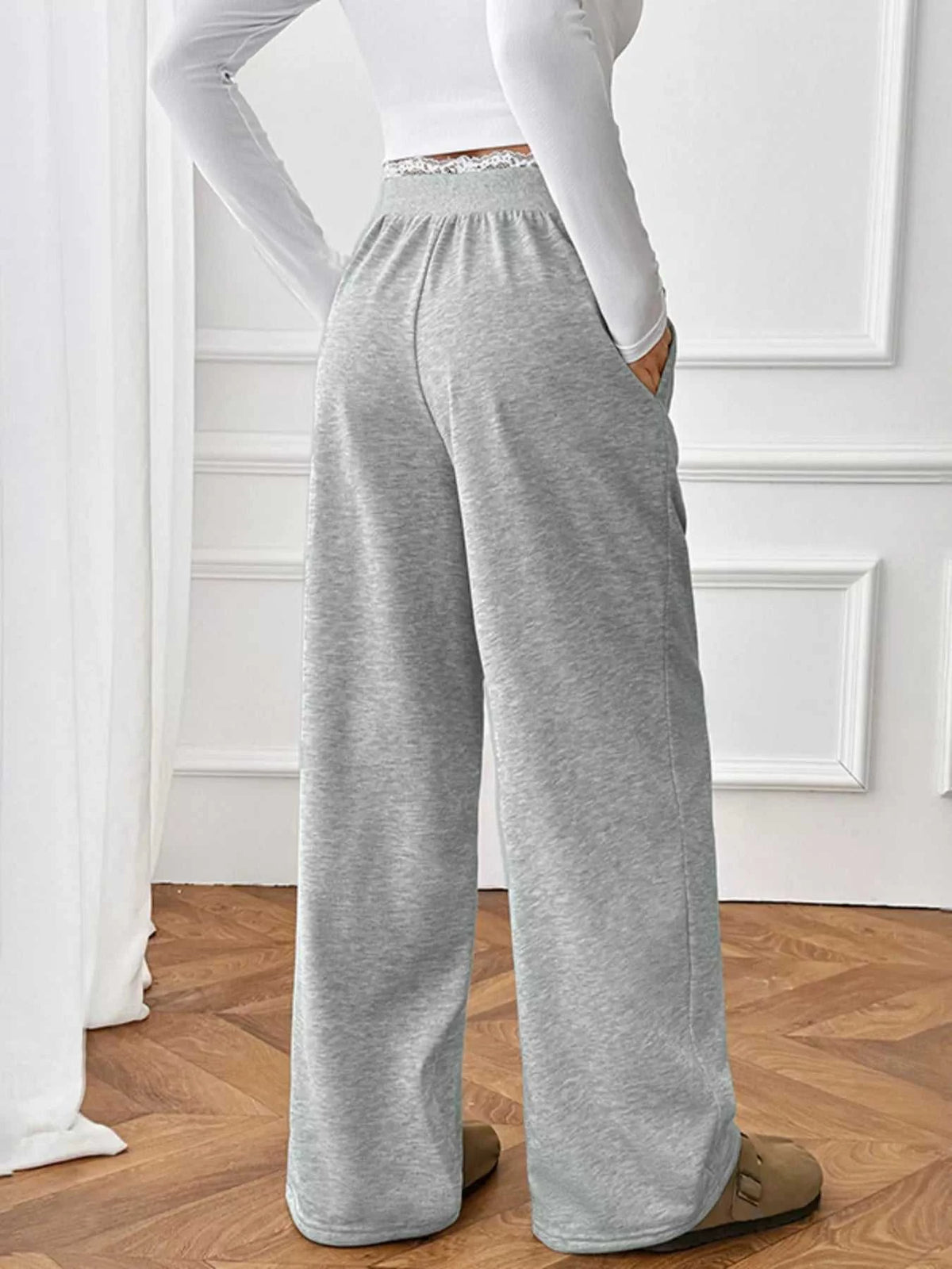 Lace Detail Wide Leg Casual Pants 100100750566333 33 Affordable Fashion Under $100 Jerry's Apparel 