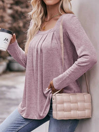 Pleated Square Neck Long Sleeve T-Shirt 100100387874963 31 Affordable Fashion Under $100 Jerry's Apparel 
