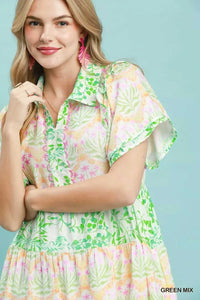 Umgee Mixed Floral Tiered Mini Dress with Flutter Sleeves 100100522441474 66 Affordable Fashion Under $100 Jerry's Apparel 
