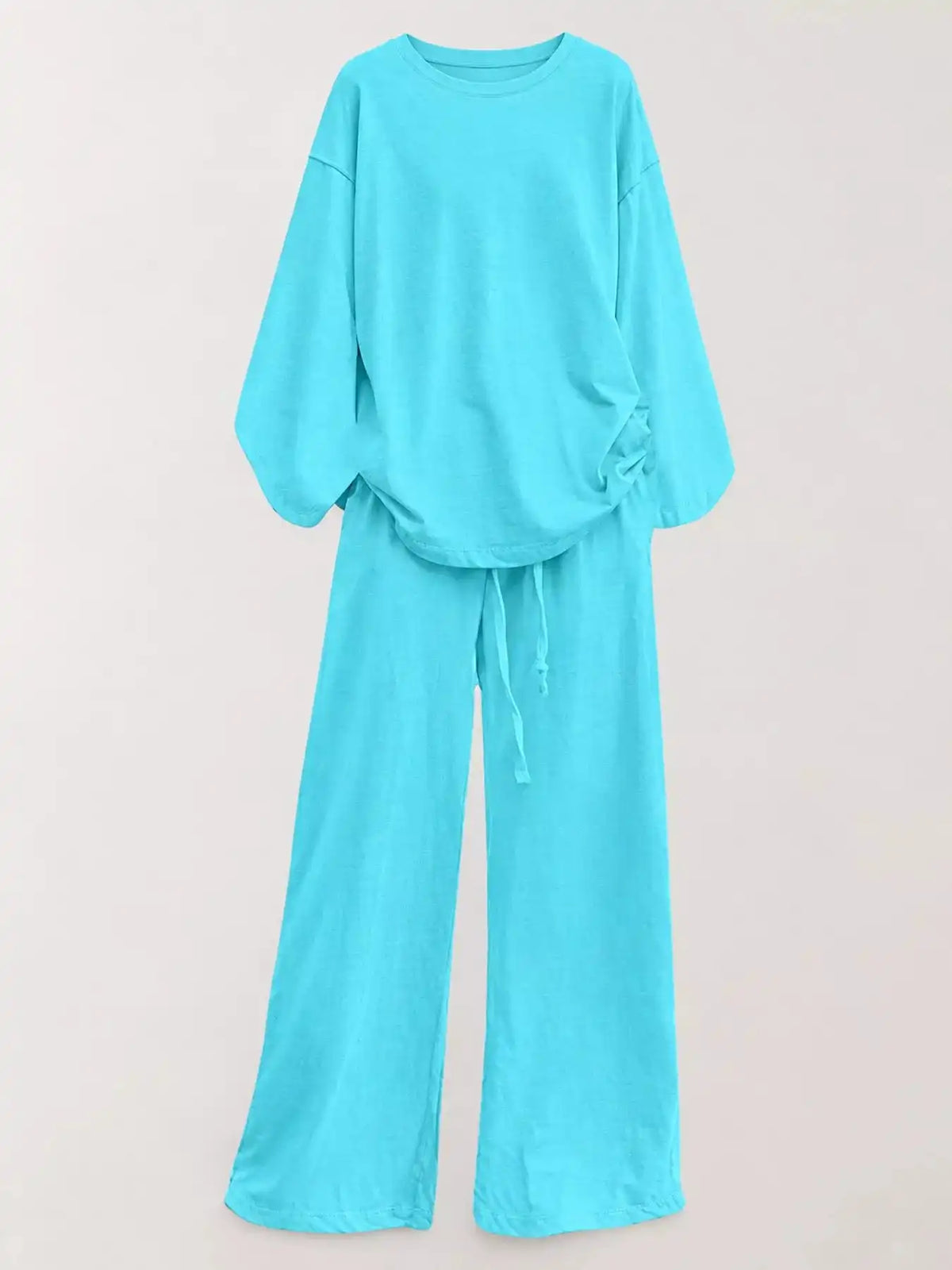 Full Size Round Neck Top and Drawstring Wide-Leg Pants Set Plus Size 101001726920137 48 Gifts for Her Jerry's Apparel 