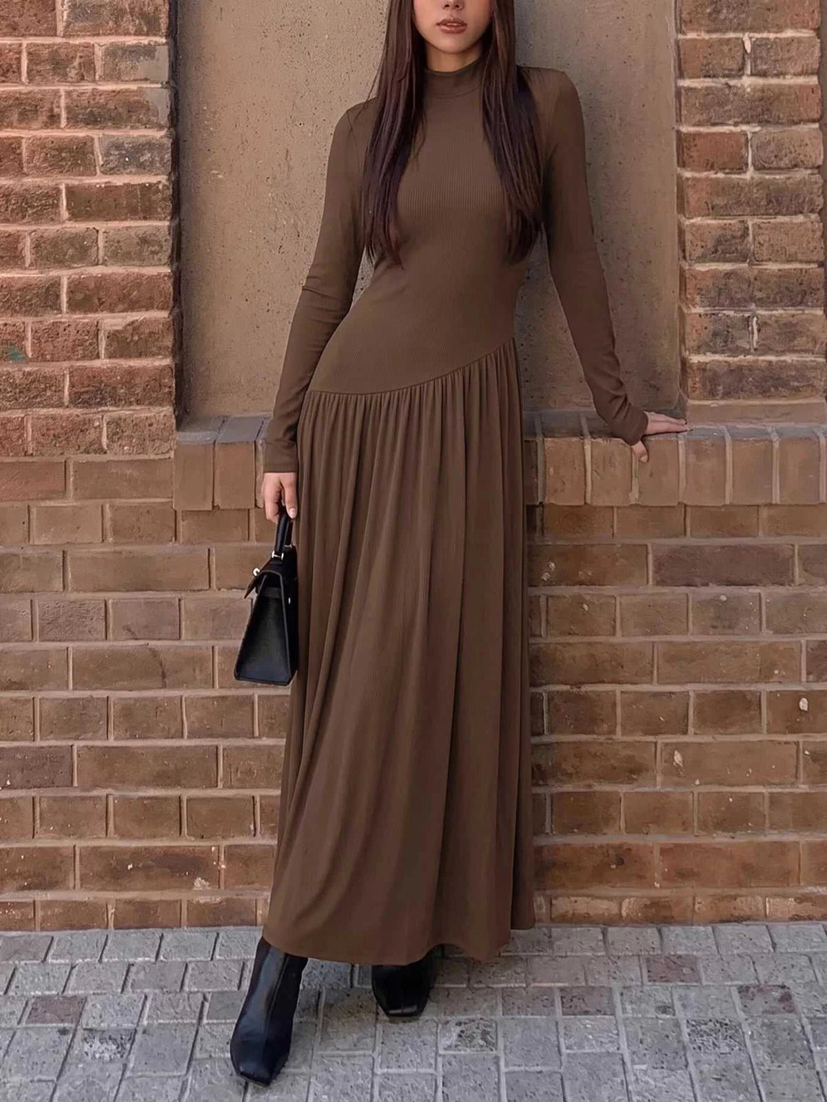Mock Neck Long Sleeve Midi Dress 100100147422715 46 Affordable Fashion Under $100 Jerry's Apparel 