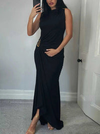 Draped Sleeveless Bodycon Maxi Dress with Metal Decorative 100100688722473 34 Affordable Fashion Under $100 Jerry's Apparel 