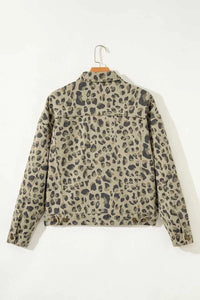 Leopard Print Seam Detail Button Down Denim Jacket 101003575830164 88 Affordable Fashion Under $100 Jerry's Apparel 