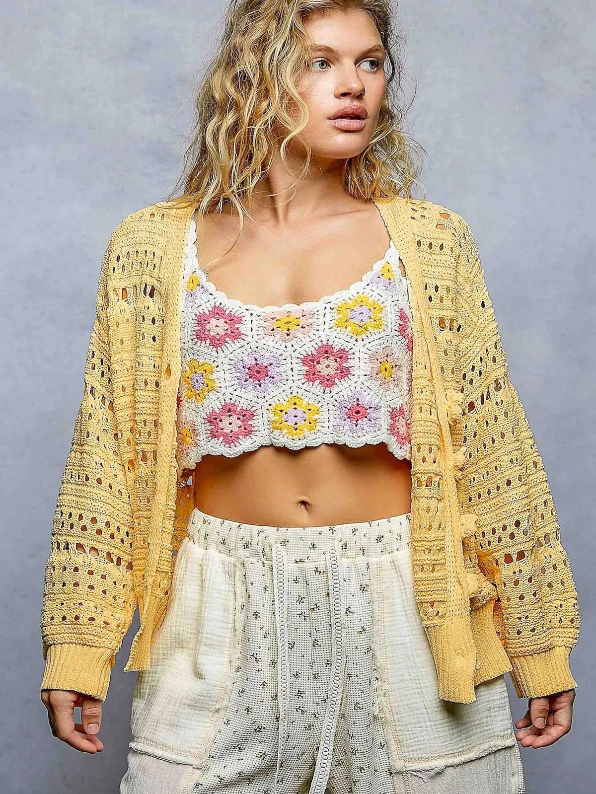 POL Open-Knit Floral Button Cardigan 100100283151560 66 Affordable Fashion Under $100 Jerry's Apparel 
