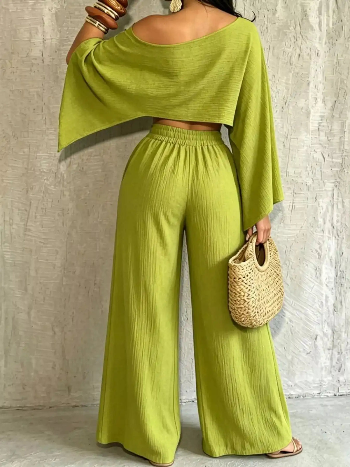 Boat Neck Crop Top and Wide-Leg Pants Set 101001634822589 57 Affordable Fashion Under $100 Jerry's Apparel 