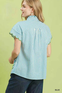 Umgee Embroidered Stripe Button Front Top 100100173701716 57 Affordable Fashion Under $100 Jerry's Apparel 