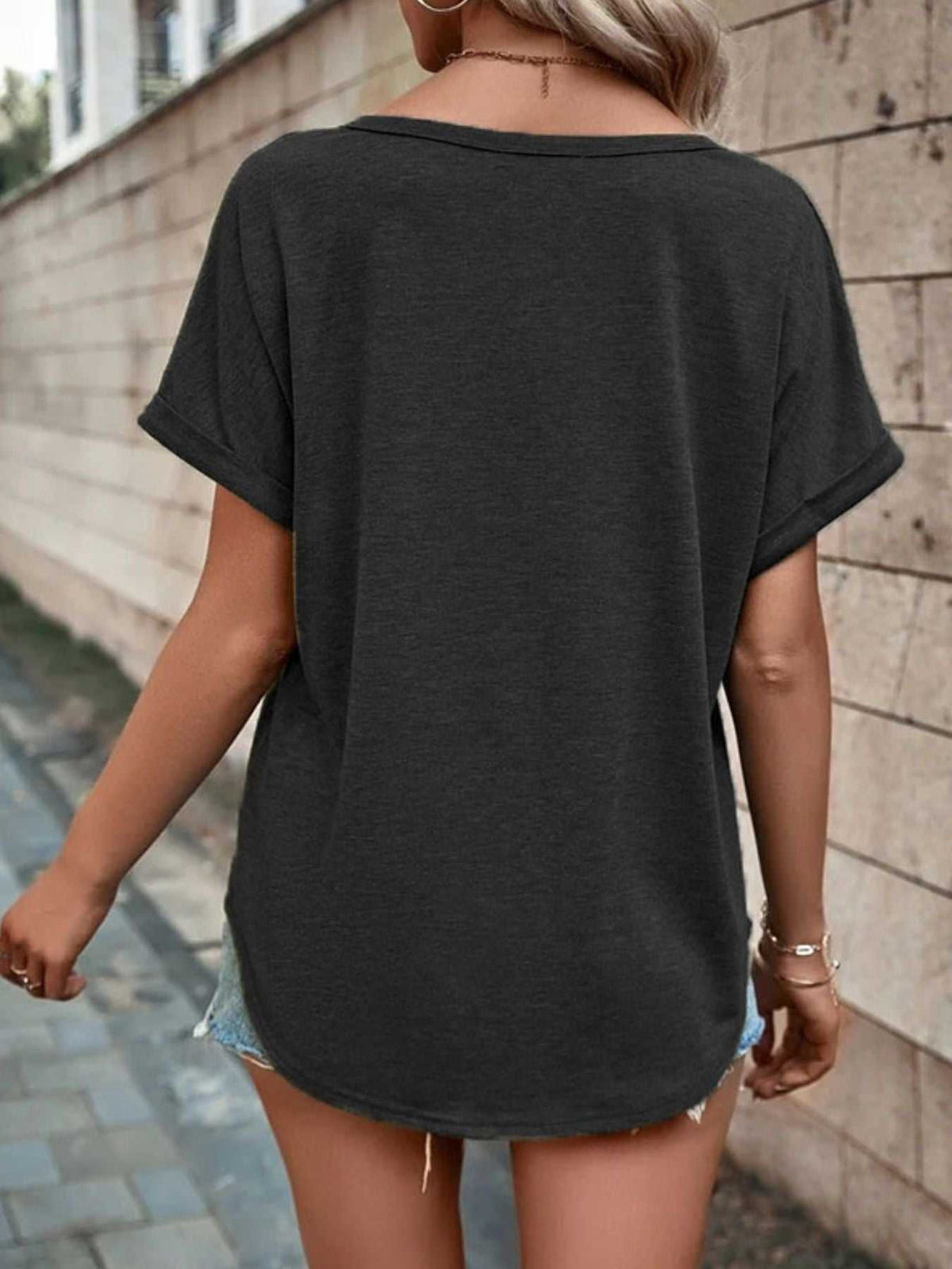 Full Size Decor Button Short Sleeve T-Shirt Plus Size 100100492662512 24 Affordable Fashion Under $100 Jerry's Apparel 
