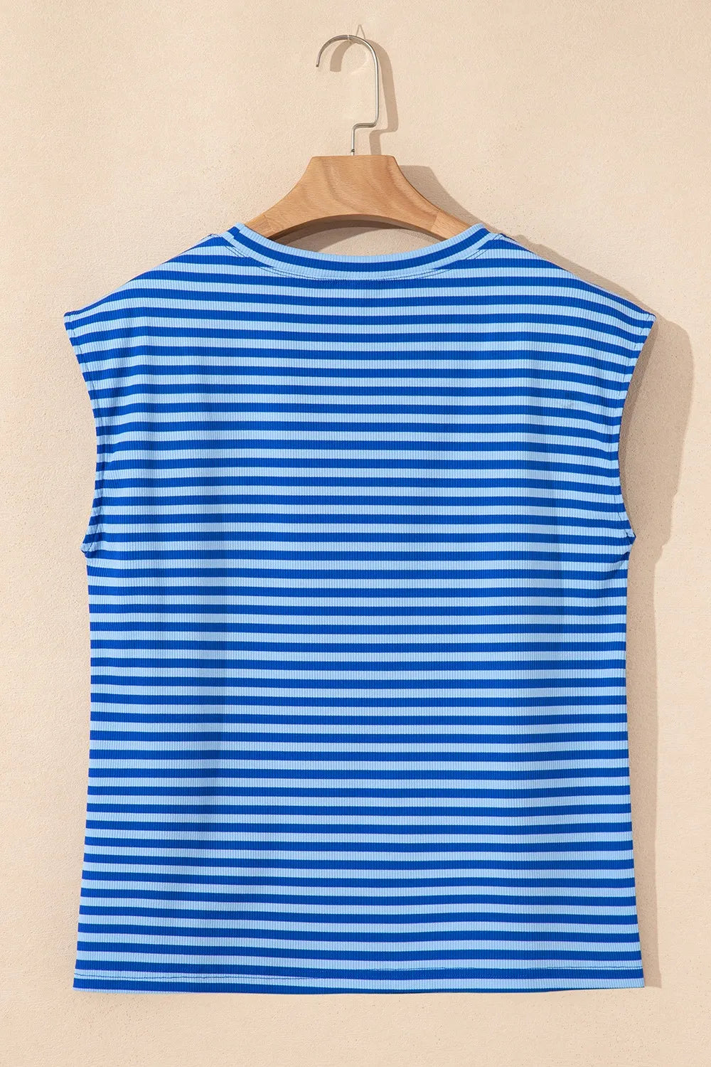 Striped Round Neck Cap Sleeve T-Shirt