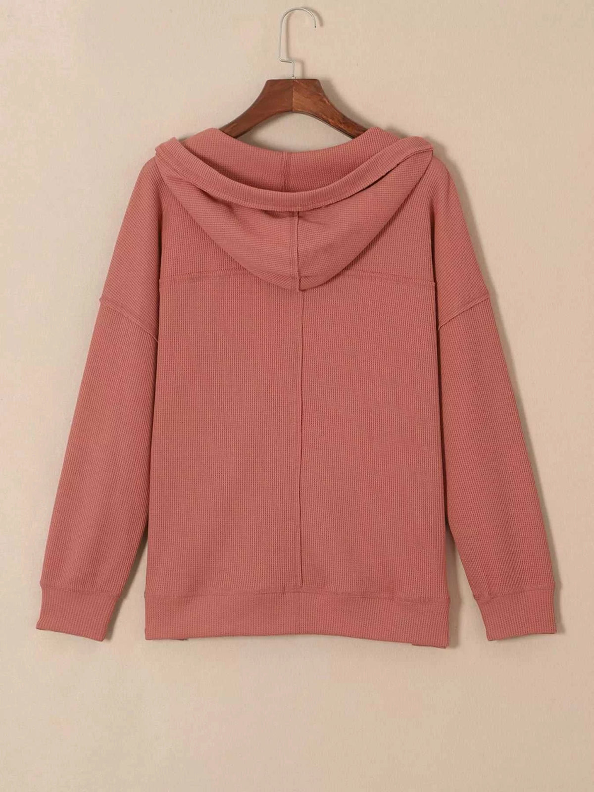 Drawstring V-Neck Waffle Knit Casual Hoodie 100100700285845 53 Affordable Fashion Under $100 Jerry's Apparel 