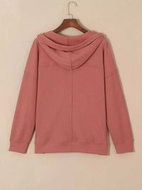 Drawstring V-Neck Waffle Knit Casual Hoodie 100100700285845 53 Affordable Fashion Under $100 Jerry's Apparel 