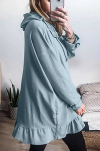 Solid Ruffled Hem Loose Fit Tunic Hoodie 100100230723975 36 Affordable Fashion Under $100 Jerry's Apparel 