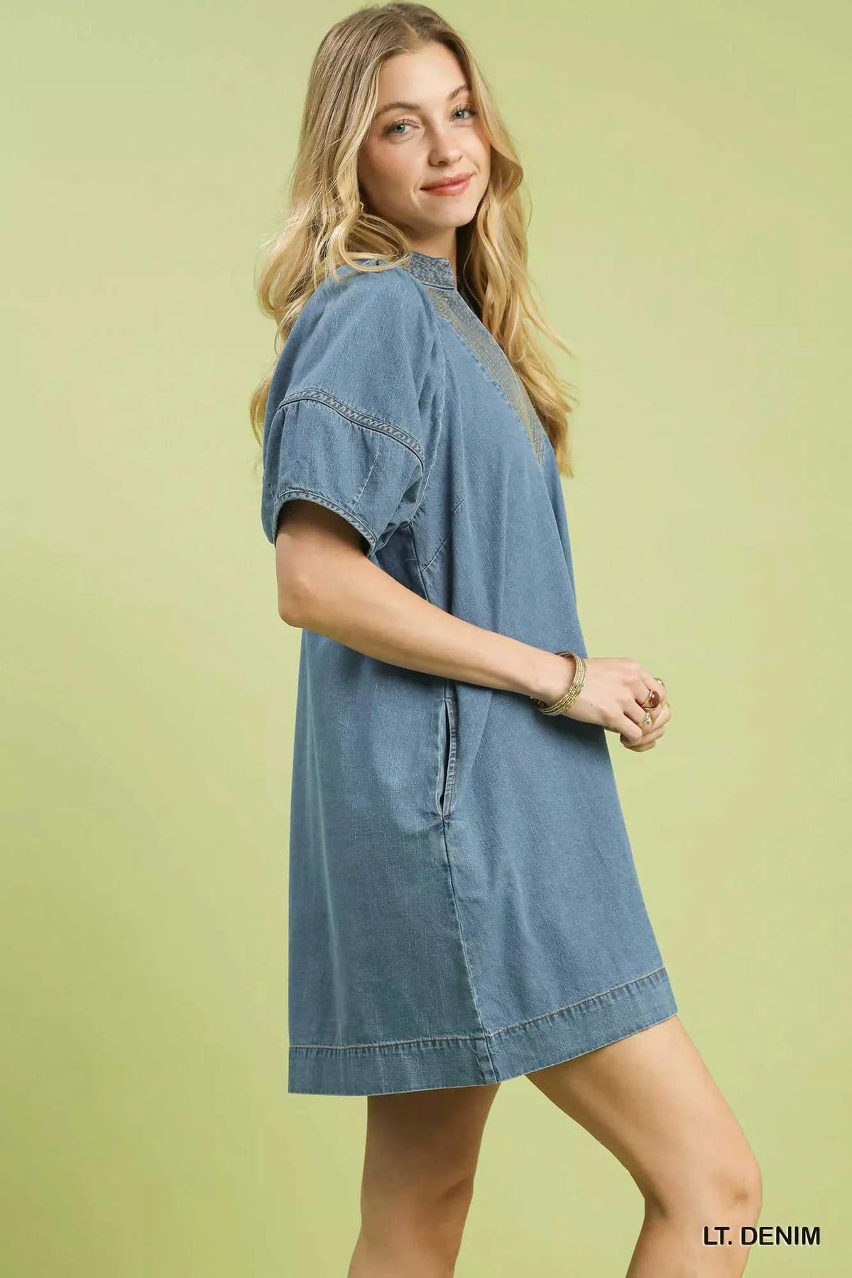 Umgee Denim Mini Dress with Contrast Thread 100100334611597 53 Affordable Fashion Under $100 Jerry's Apparel 