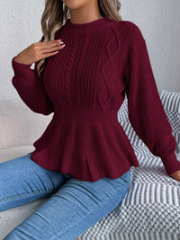 Cable Knit Peplum Sweater 101002224335272 37 Affordable Fashion Under $100 Jerry's Apparel 