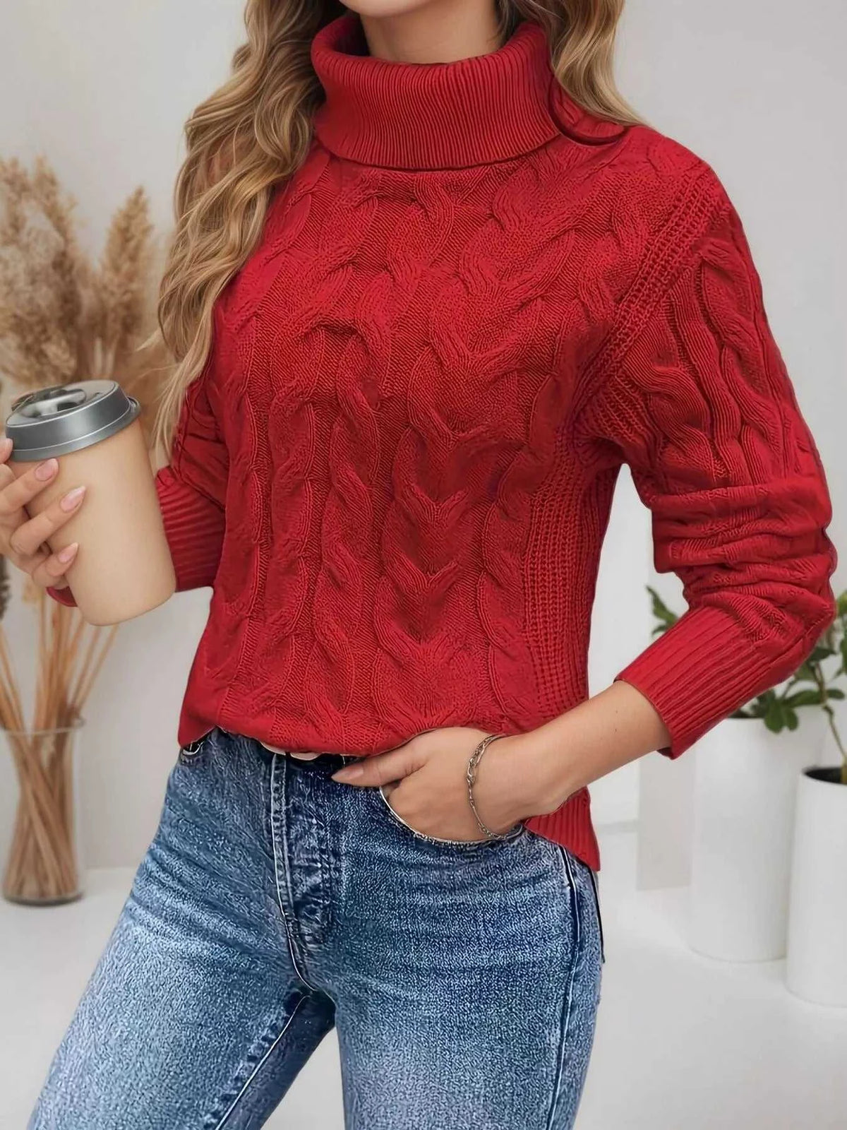 Cable Knit Turtleneck Long Sleeve Sweater 100100174532282 38 Affordable Fashion Under $100 Jerry's Apparel 