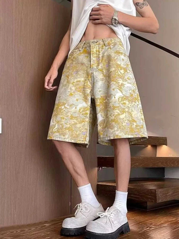 Men's Full Size Printed Wide Leg Denim Shorts Plus Size 100400368110579 36 Affordable Fashion Under $100 Jerry's Apparel 