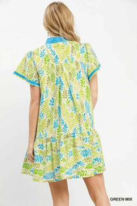 Umgee Leaf Print Flutter Sleeve Tiered Mini Dress 100100227411005 64 Affordable Fashion Under $100 Jerry's Apparel 