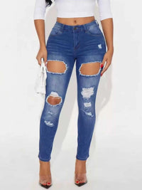High-Waisted Distressed Skinny Jeans 101003709636482 44 Affordable Fashion Under $100 Jerry's Apparel 