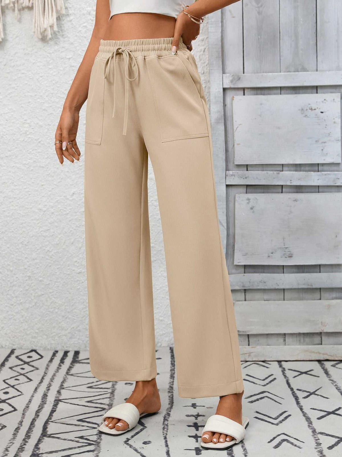 Casual Drawstring Wide Leg Pants 100100328755700 39 Affordable Fashion Under $100 Jerry's Apparel 