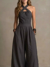 Full Size Halter Neck Wide-Leg Jumpsuit Plus Size 101001857800379 54 Affordable Fashion Under $100 Jerry's Apparel 
