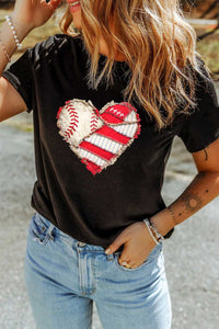 Baseball Distressed Heart Short Sleeve T Shirt 100100121258410 32 Affordable Fashion Under $100 Jerry's Apparel 