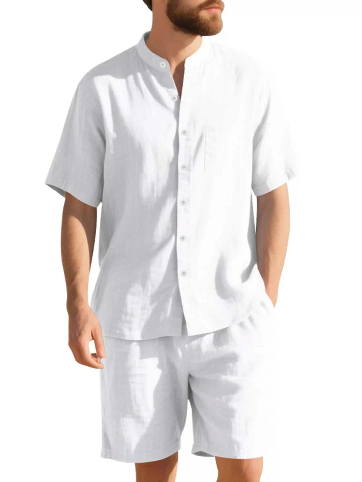 Men's Full Size Casual Short Sleeve Shirt and Shorts Set Plus Size 100400356286566 44 Affordable Fashion Under $100 Jerry's Apparel 
