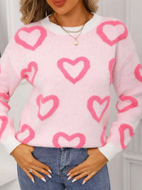 Valentine's Day Heart Pattern Round Neck Sweater 100100472947296 49 Affordable Fashion Under $100 Jerry's Apparel 
