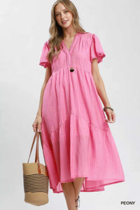 Umgee Textured Tiered Midi Dress with Side Pockets 100100356191455 62 Affordable Fashion Under $100 Jerry's Apparel 