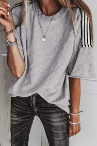 Striped Shoulder Relaxed Fit T-Shirt 100100555642180 24 Affordable Fashion Under $100 Jerry's Apparel 