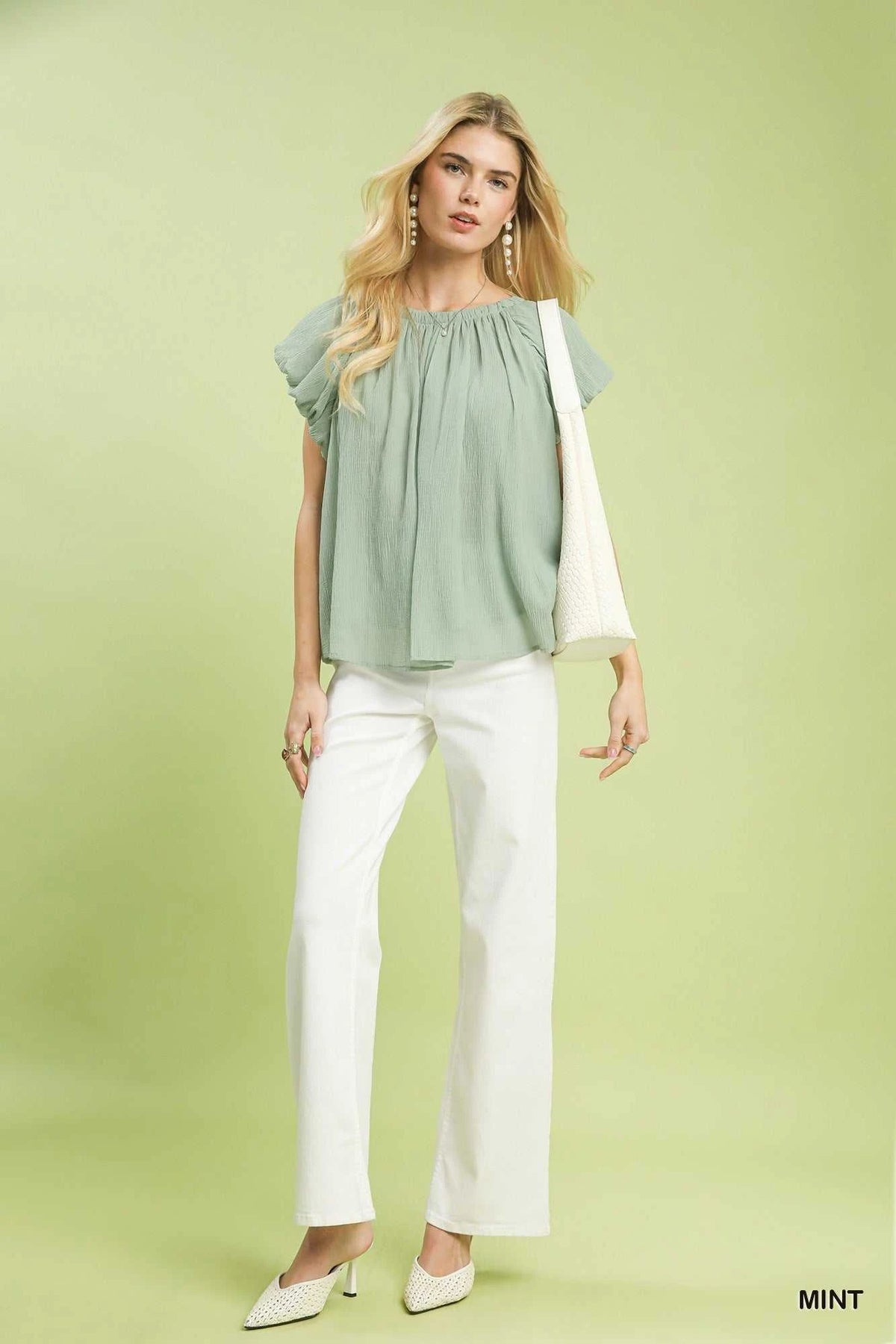 Umgee Crinkle Flutter Sleeve Peasant Top 100100554091171 51 Affordable Fashion Under $100 Jerry's Apparel 