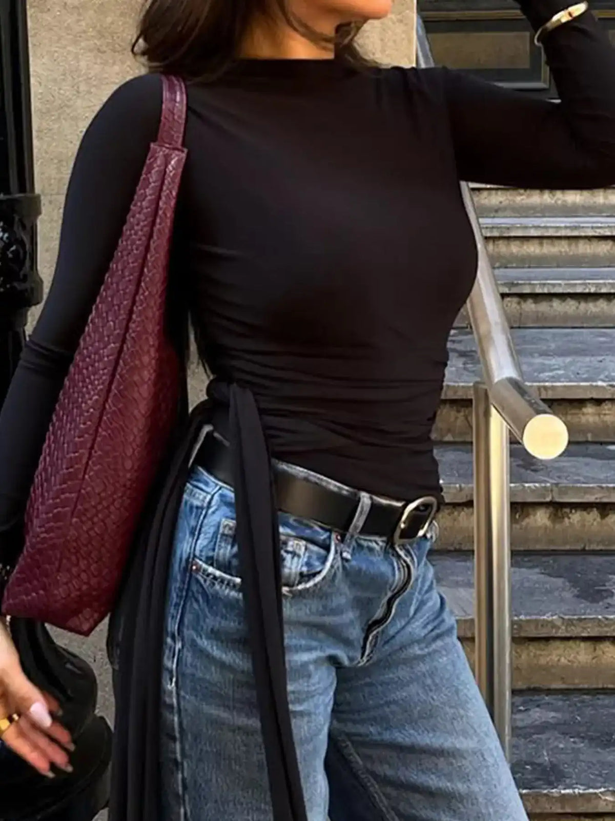 Mock Neck Long Sleeve T-Shirt 101001620854252 35 Affordable Fashion Under $100 Jerry's Apparel 