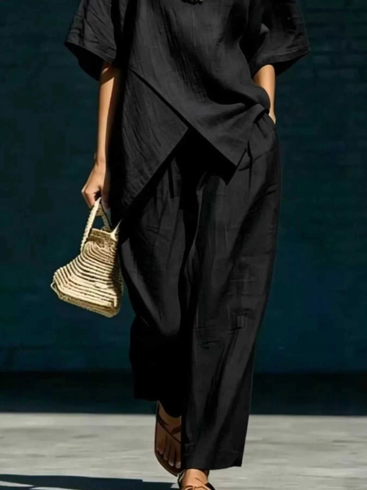 Full Size Asymmetric Top and Wide-Leg Pants Set Plus Size 101001701257915 41 Affordable Fashion Under $100 Jerry's Apparel 