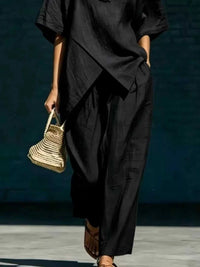 Full Size Asymmetric Top and Wide-Leg Pants Set Plus Size 101001701257915 41 Affordable Fashion Under $100 Jerry's Apparel 
