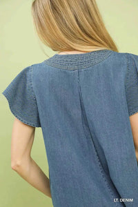 Umgee Cap Sleeve Denim Top 100100529531898 57 Affordable Fashion Under $100 Jerry's Apparel 