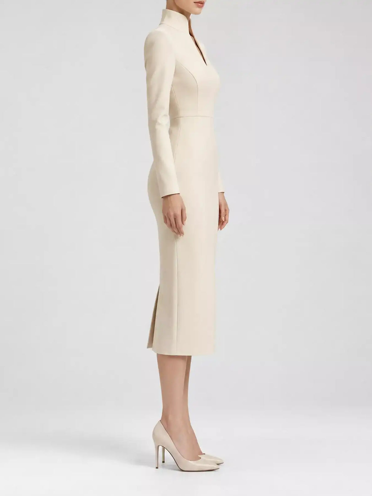 Full Size Stand-Collar Long-Sleeve Midi Dress Plus Size 101001432460062 48 Affordable Fashion Under $100 Jerry's Apparel 