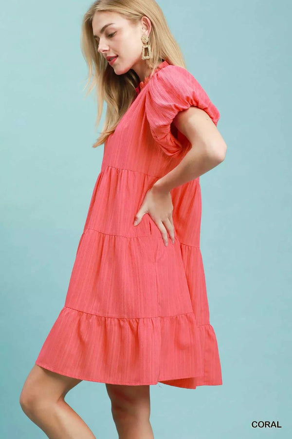 Umgee Puff Sleeve Tiered Babydoll Dress 100100716131167 55 Affordable Fashion Under $100 Jerry's Apparel 