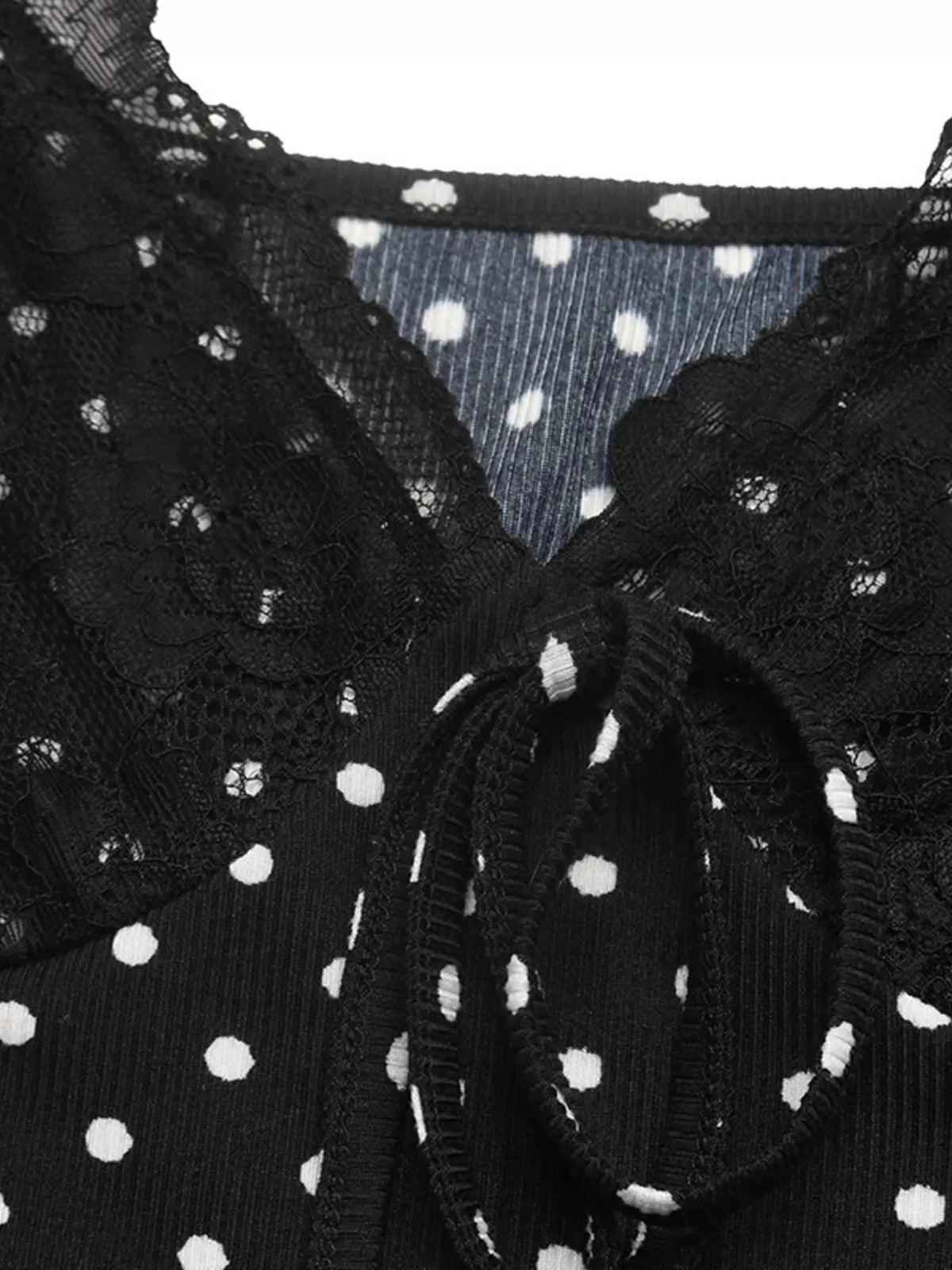 Polka Dot Lace Trimmed V-Neck Mini Dress 100100827615923 48 Affordable Fashion Under $100 Jerry's Apparel 