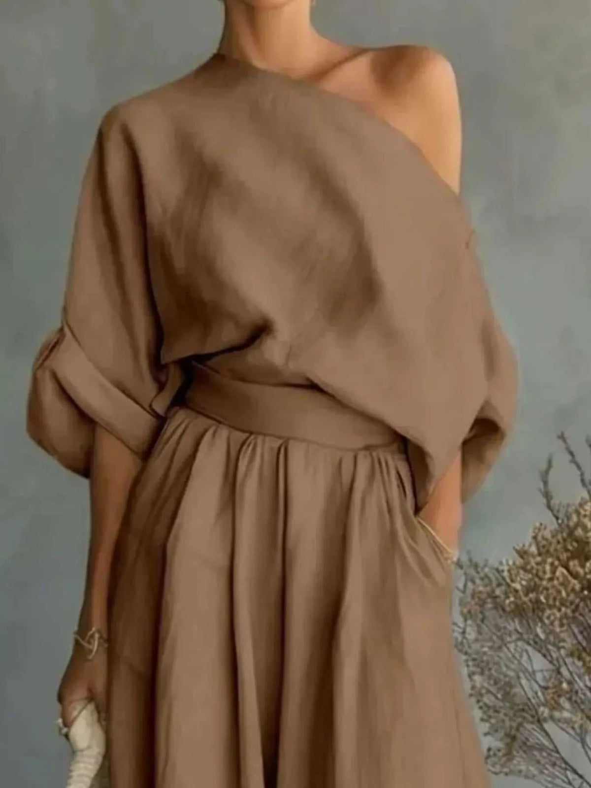 Full Size One Shoulder Top and Wide Leg Pants Set Plus Size 100100608957632 46 Affordable Fashion Under $100 Jerry's Apparel 