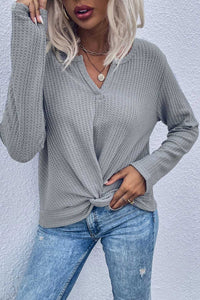 Perfee Twist Front Long Sleeve Waffle Knit Top 100100044696095 26 Affordable Fashion Under $100 Jerry's Apparel 