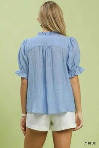 Umgee Textured Button-Front Puff Sleeve Top 100100800531903 49 Affordable Fashion Under $100 Jerry's Apparel 