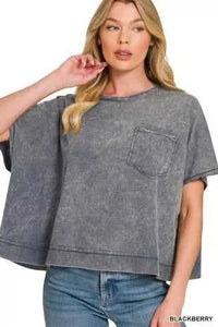 Zenana Acid Washed Round Neck Short Sleeve Oversized T-Shirt 100100271511497 25 Affordable Fashion Under $100 Jerry's Apparel 