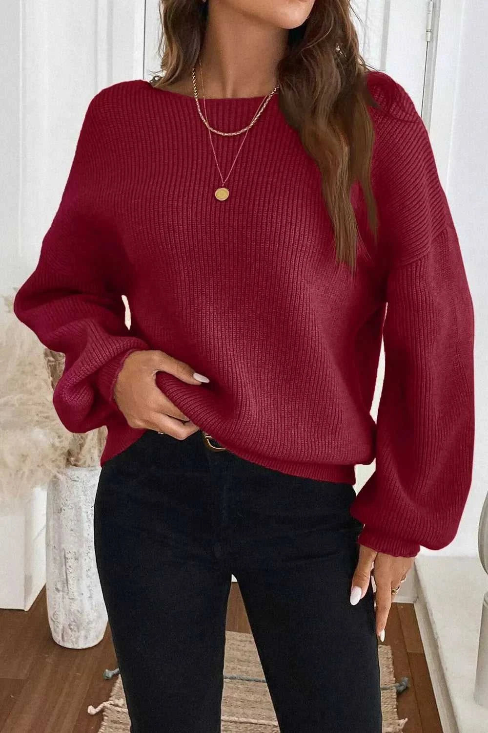 Ribbed Knit Ribbon Knot Backless Drop Shoulder Sweater 100100241929655 56 Affordable Fashion Under $100 Jerry's Apparel 