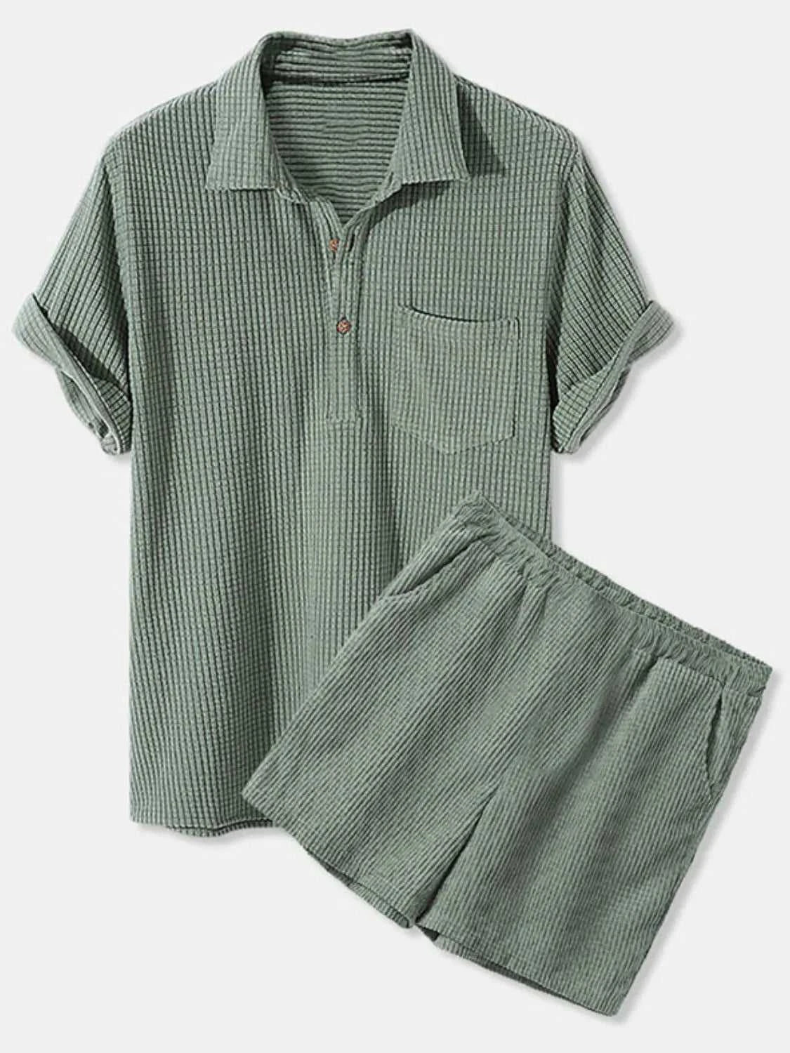 Men's Full Size Button Detail Short Sleeve Top and Shorts Set Plus Size 100400135829781 40 Affordable Fashion Under $100 Jerry's Apparel 
