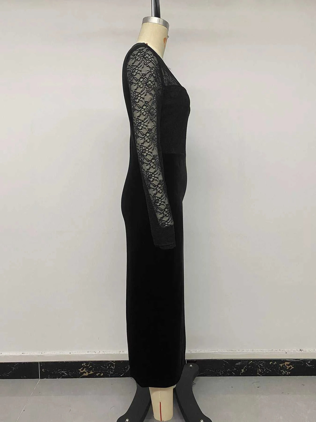 Elegant Lace and Velvet Midi Dress 100100555339596 39 Affordable Fashion Under $100 Jerry's Apparel 