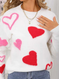 Valentine's Day Heart Pattern Knit Sweater 100100558392039 50 Gifts for Her Jerry's Apparel 