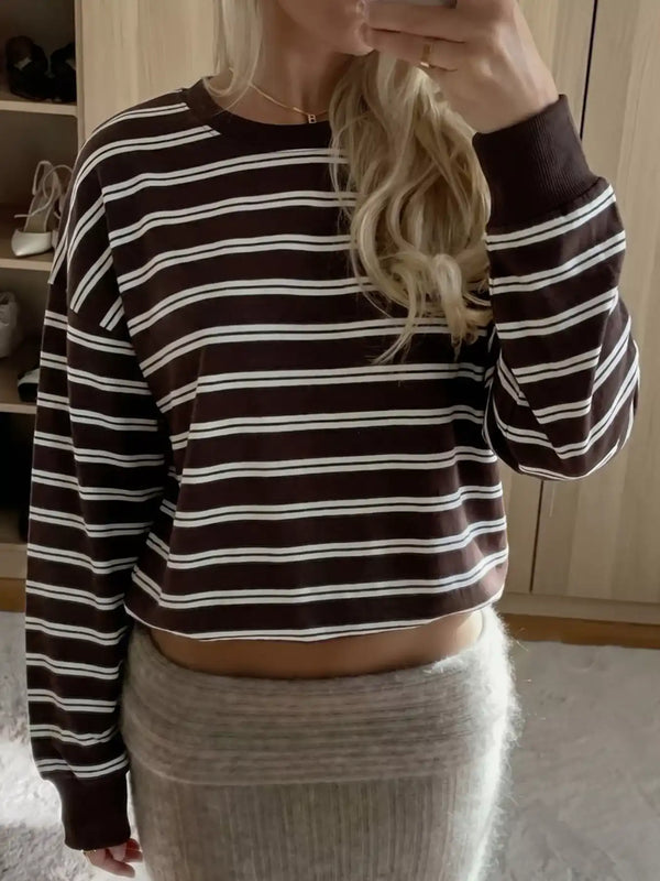 Striped Long-Sleeve Crew Neck T-Shirt 101001312893410 36 Affordable Fashion Under $100 Jerry's Apparel 