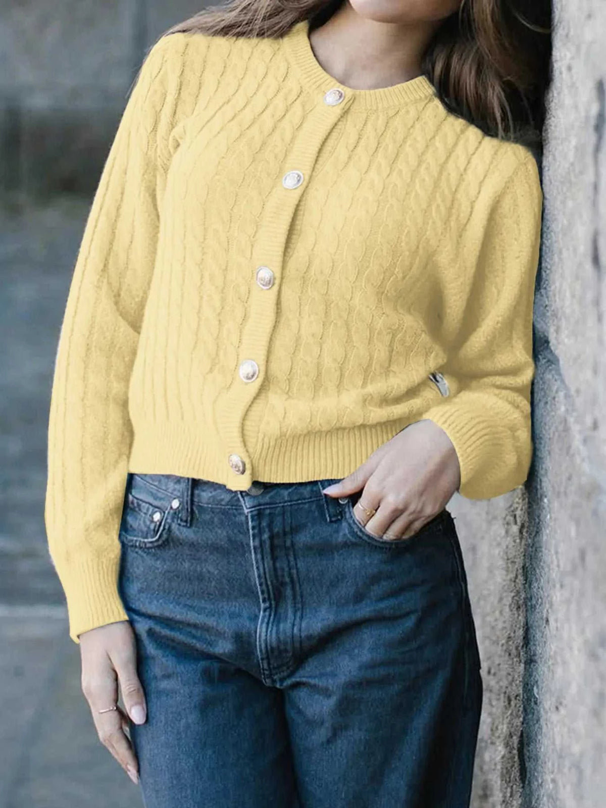 Cable Knit Button-Up Cardigan 100100747145212 57 Affordable Fashion Under $100 Jerry's Apparel 