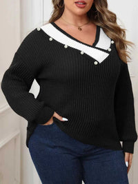 Plus Size Contrast Trim Button-Decorated Sweater 101002671808659 34 Affordable Fashion Under $100 Jerry's Apparel 