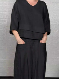 Full Size V-Neck Long Sleeve Top and Pants Set Plus Size 100100878243855 49 Affordable Fashion Under $100 Jerry's Apparel 